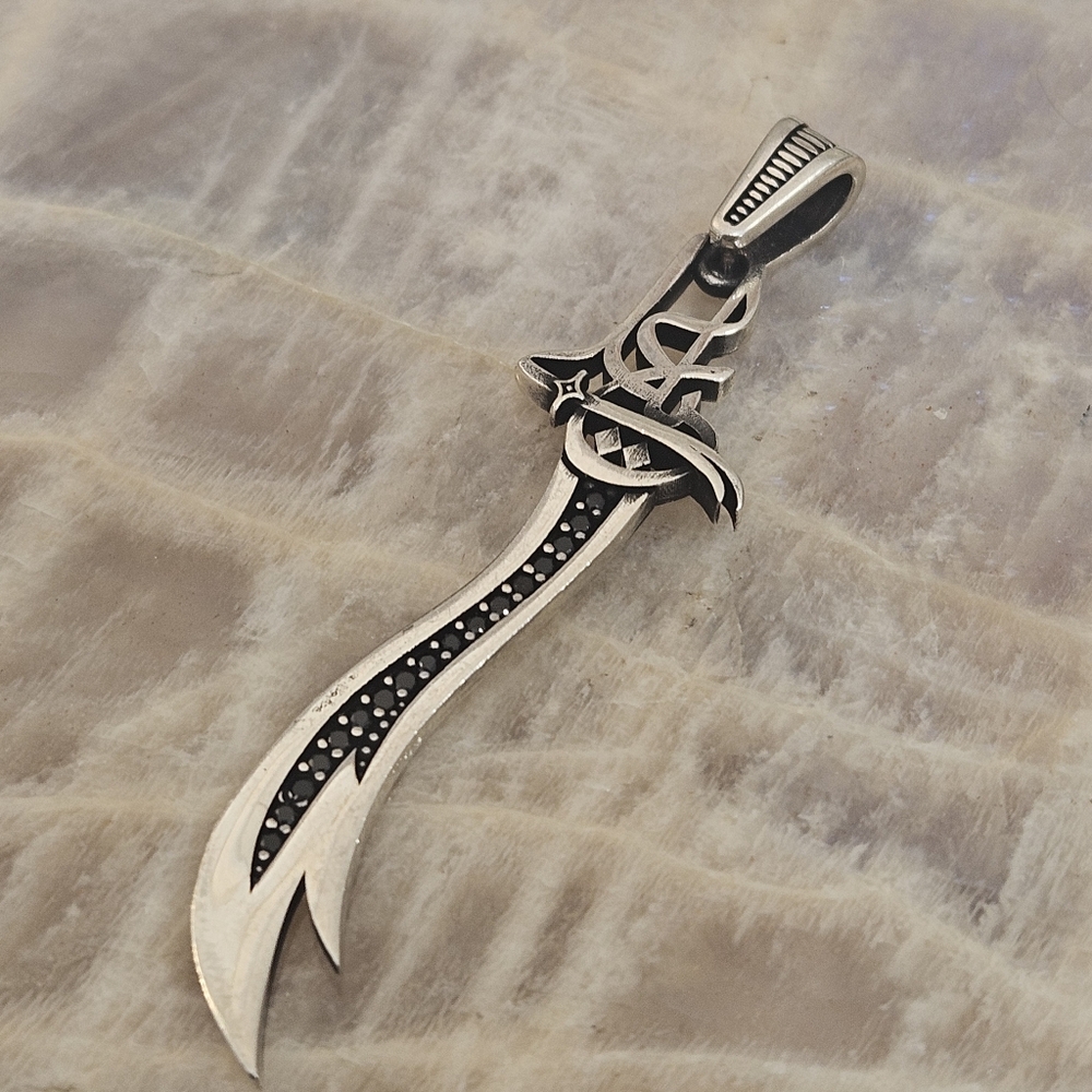 Zulfiqar Sword 925 Ali Zulfiqar Handmade Sterling Silver Pendant Unisex